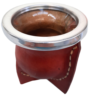 Mate de Vidrio forrado en Cuero Marron - 3 Patas