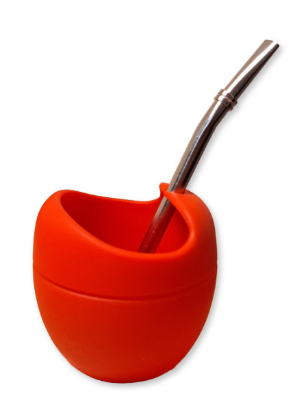Mate Tee Set aus Silikon mit Bombilla - Rot