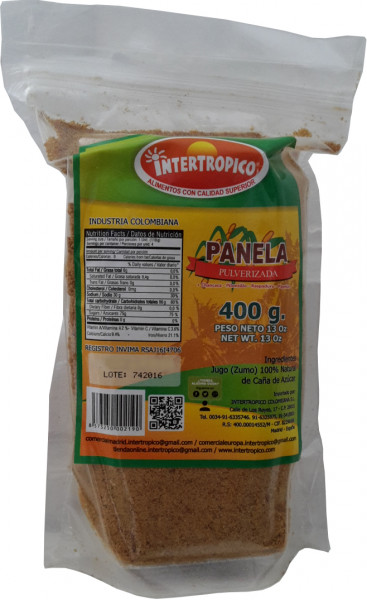 Panela Pulverizada | Rohrzucker Pulver aus Kolumbien | 400g