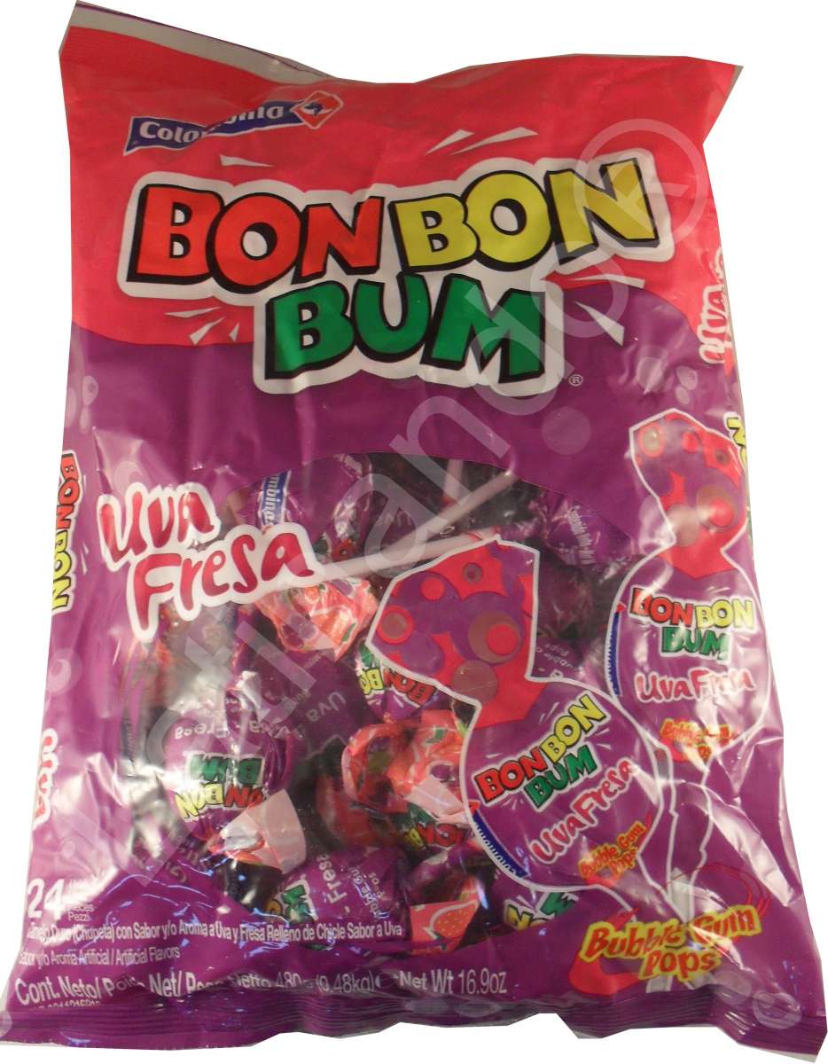 BON BON BUM Uva Fresa Lollipop Lollies Latinando ® Productos Latinos Online